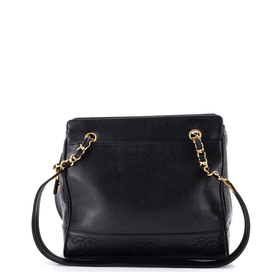 Chanel Vintage Stitch CC Shoulder Bag, Caviar, Medium