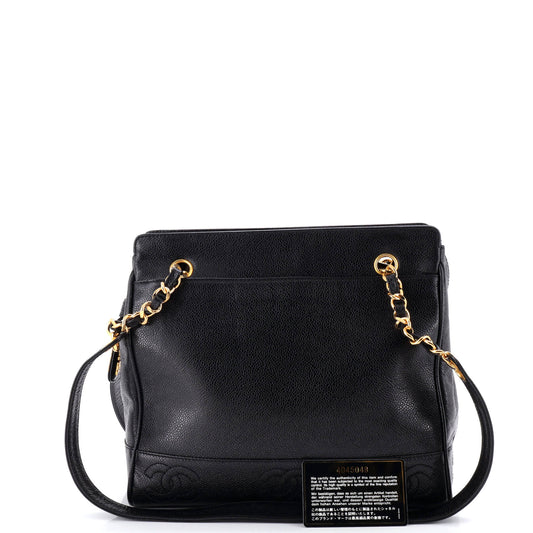 Chanel Vintage Stitch CC Shoulder Bag, Caviar, Medium