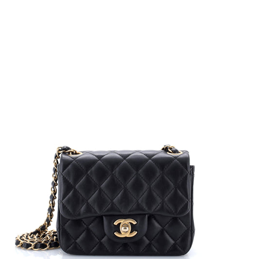 Chanel Square Classic Single Flap Bag in Quilted Lambskin Mini