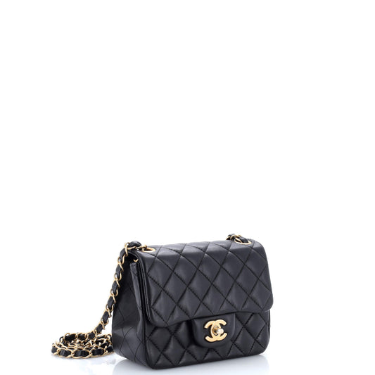 Chanel Square Classic Single Flap Bag in Quilted Lambskin Mini
