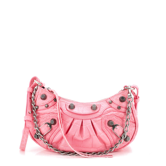 Balenciaga Le Cagole Giant Stud Chain Shoulder Bag in Leather, Size XS