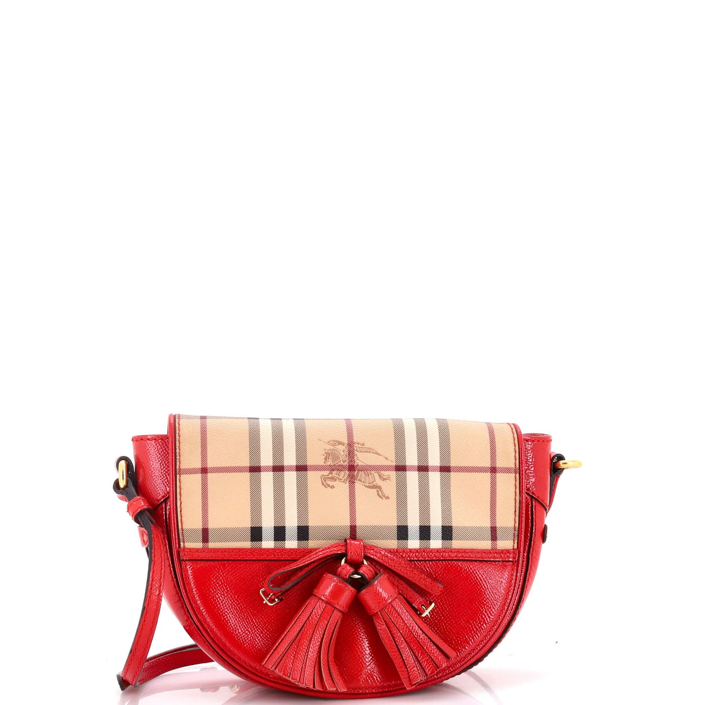 Burberry Maydown Crossbody Bag in Haymarket Coated Canvas and Leather, Small