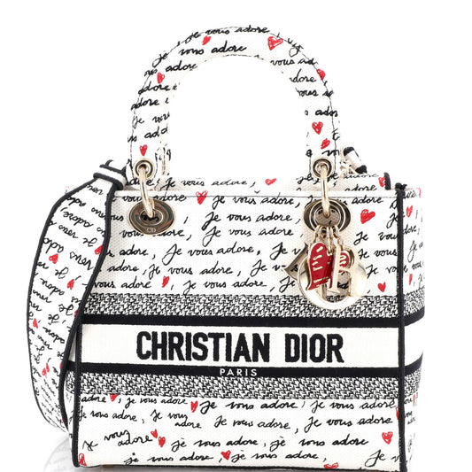 Christian Dior Lady D-Lite Bag, Medium, Embroidered Canvas