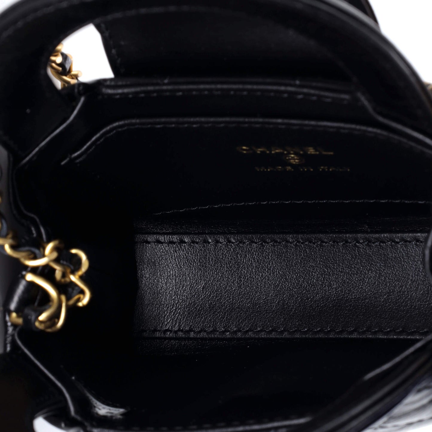 Chanel Kelly Top Handle Shopping Bag in Quilted Shiny Aged Calfskin Nano