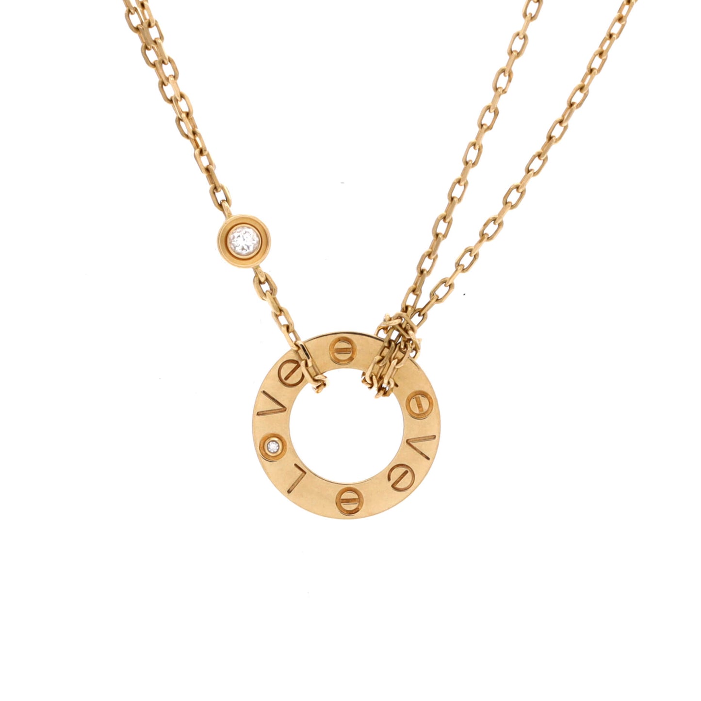 Cartier 2-Diamond Love Pendant Necklace in 18K Yellow Gold and Diamonds