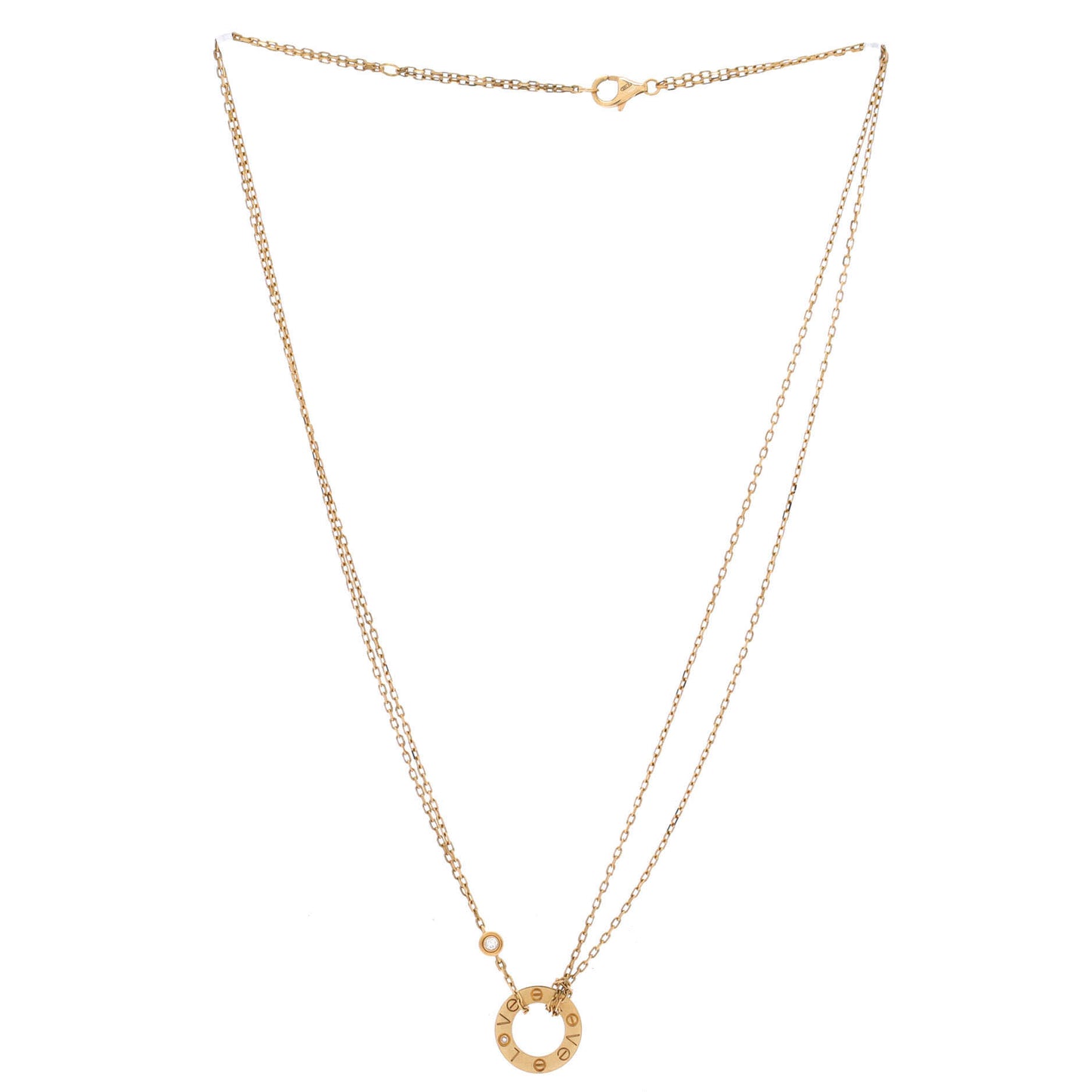Cartier 2-Diamond Love Pendant Necklace in 18K Yellow Gold and Diamonds