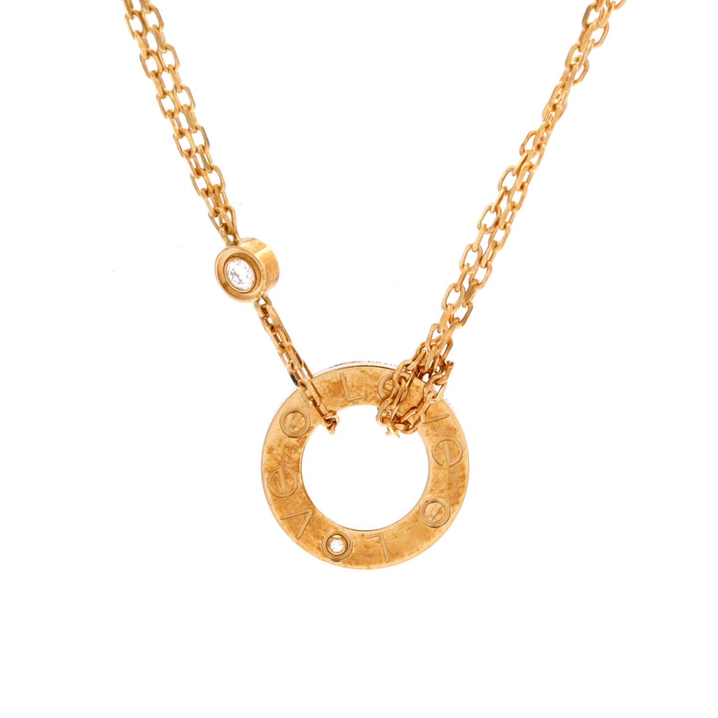 Cartier 2-Diamond Love Pendant Necklace in 18K Yellow Gold and Diamonds