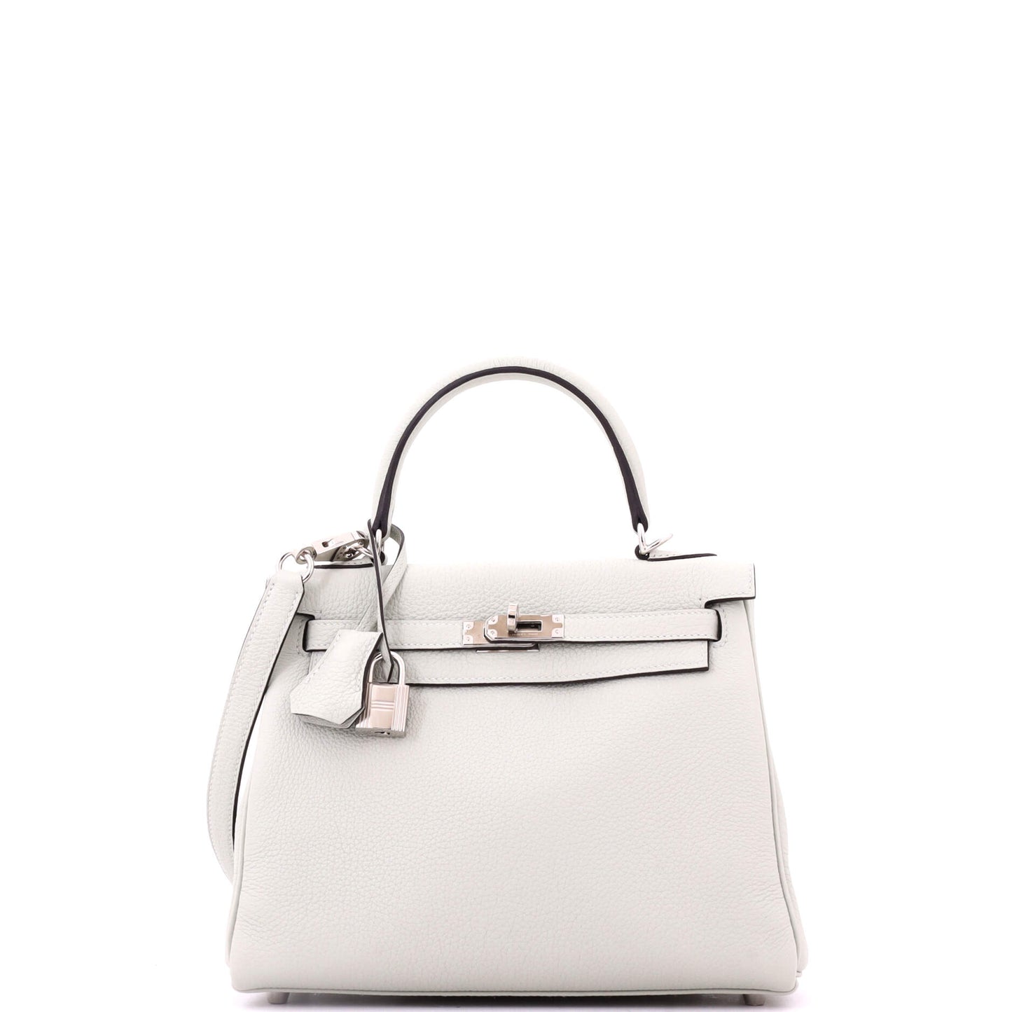 Hermès Kelly handbag, grey Togo with palladium hardware, size 25