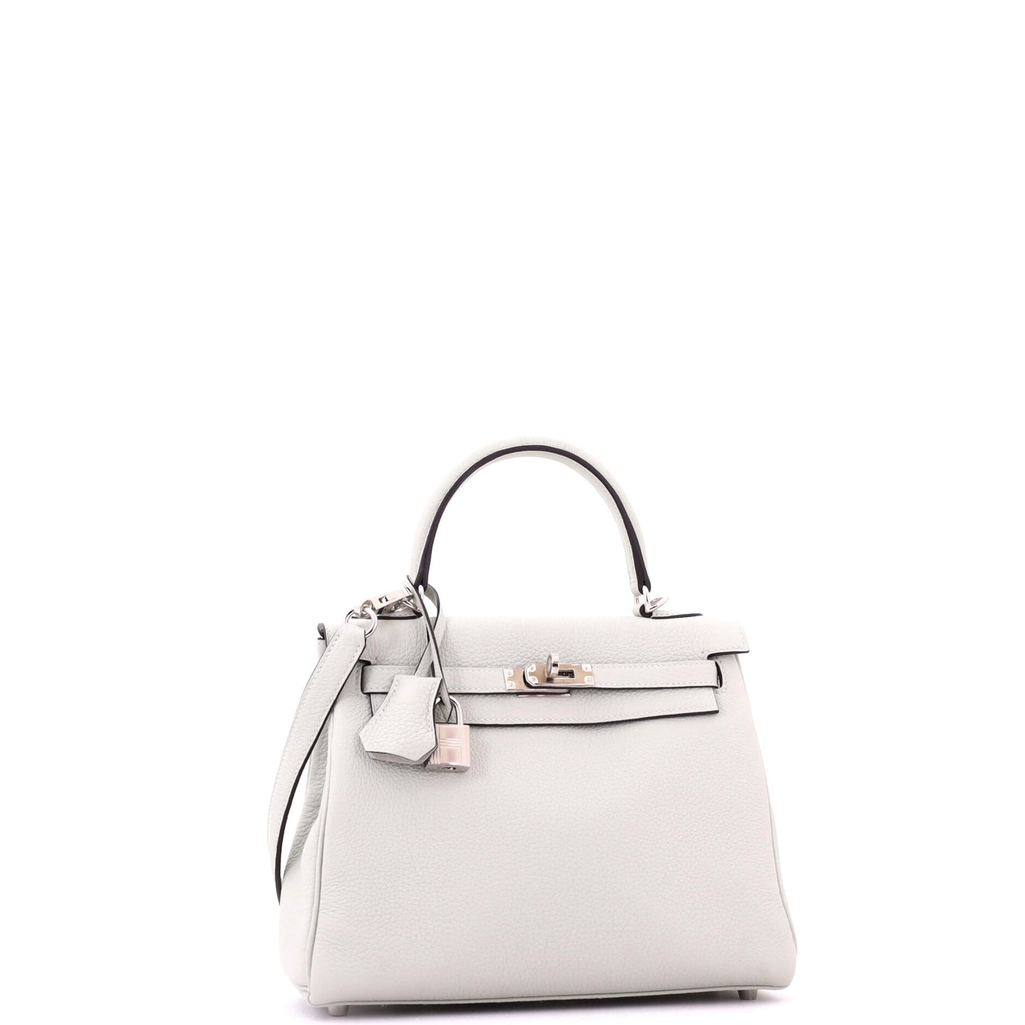 Hermès Kelly handbag, grey Togo with palladium hardware, size 25