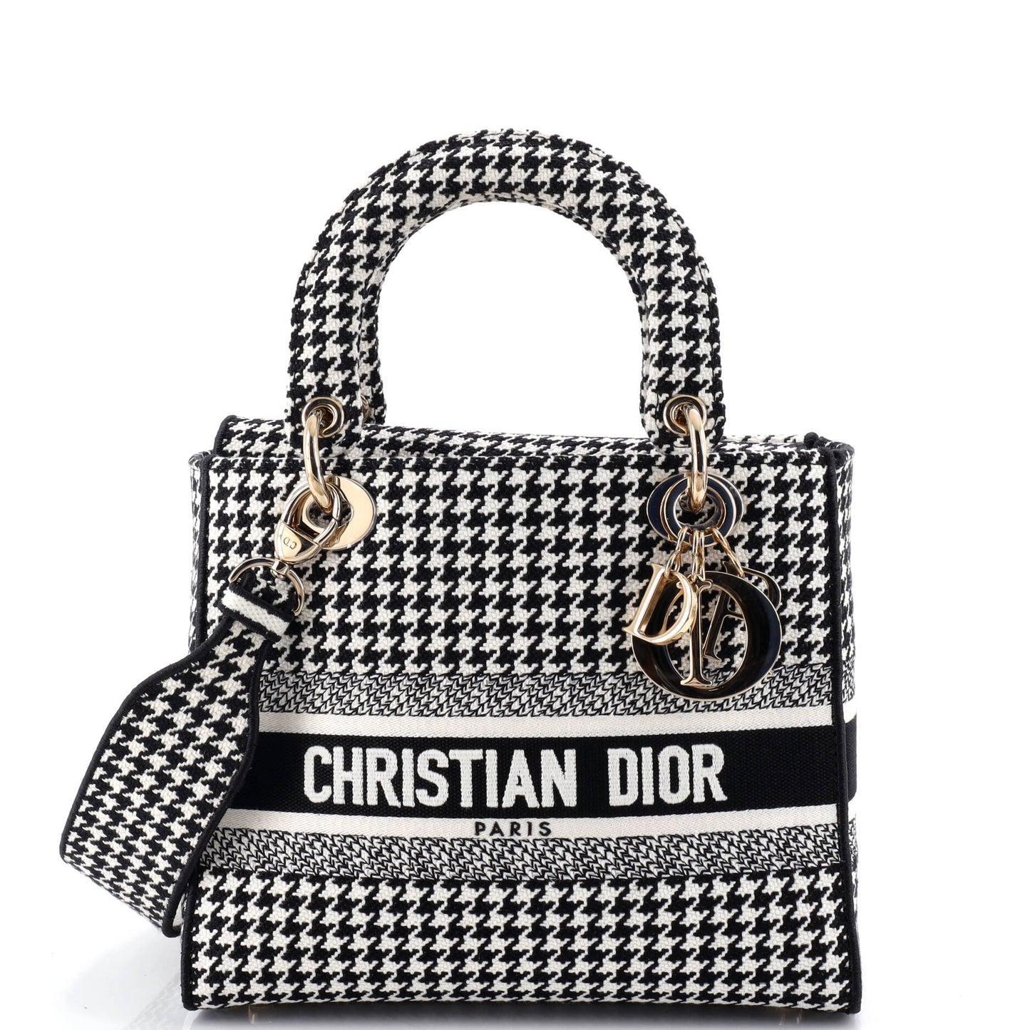 Christian Dior Lady D-Lite Bag, Medium, Houndstooth Canvas