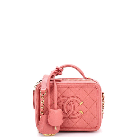 Chanel Filigree Quilted Caviar Small Vanity Case