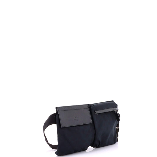 Gucci Vintage Double Belt Bag in GG Canvas and Leather