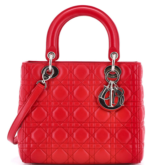 Christian Dior Lady Dior Cannage Quilted Lambskin Medium Bag
