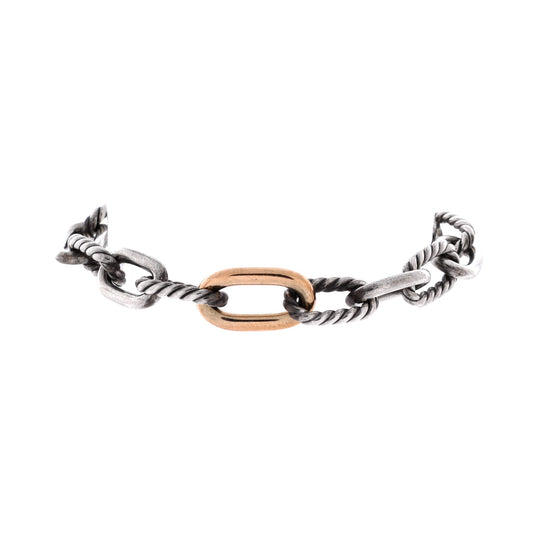 David Yurman Madison Chain Link Bracelet in 18K Yellow Gold and Sterling Silver, 8.5mm