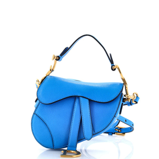 Christian Dior Saddle Handbag with Strap, Leather, Micro