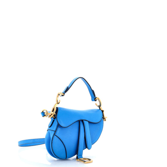 Christian Dior Saddle Handbag with Strap, Leather, Micro
