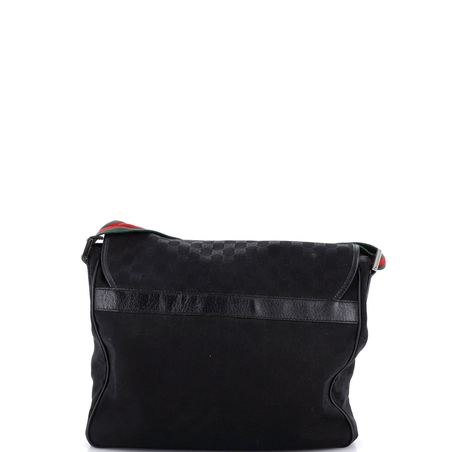 Gucci Web Strap Flap Messenger Bag in GG Canvas, Medium