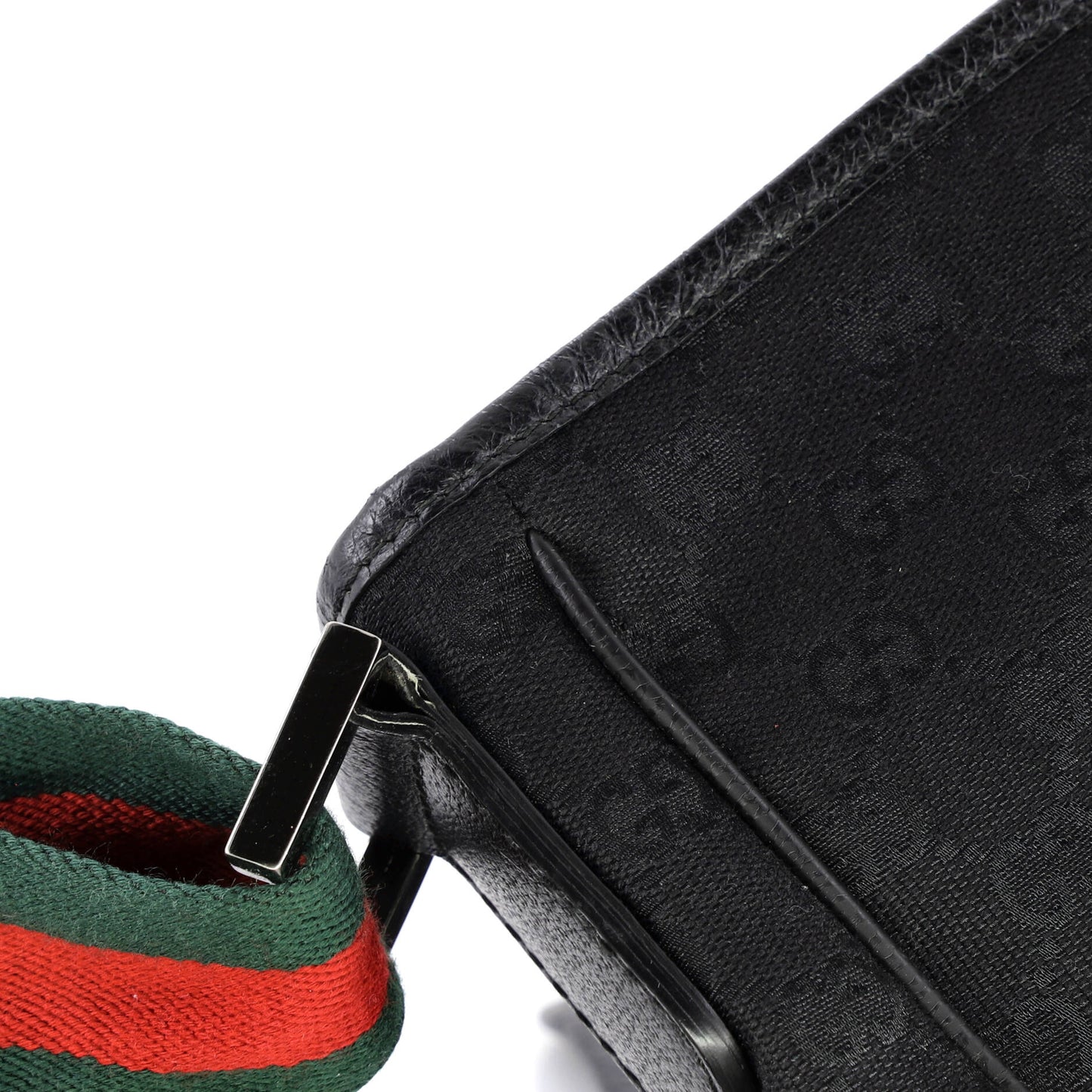 Gucci Web Strap Flap Messenger Bag in GG Canvas, Medium
