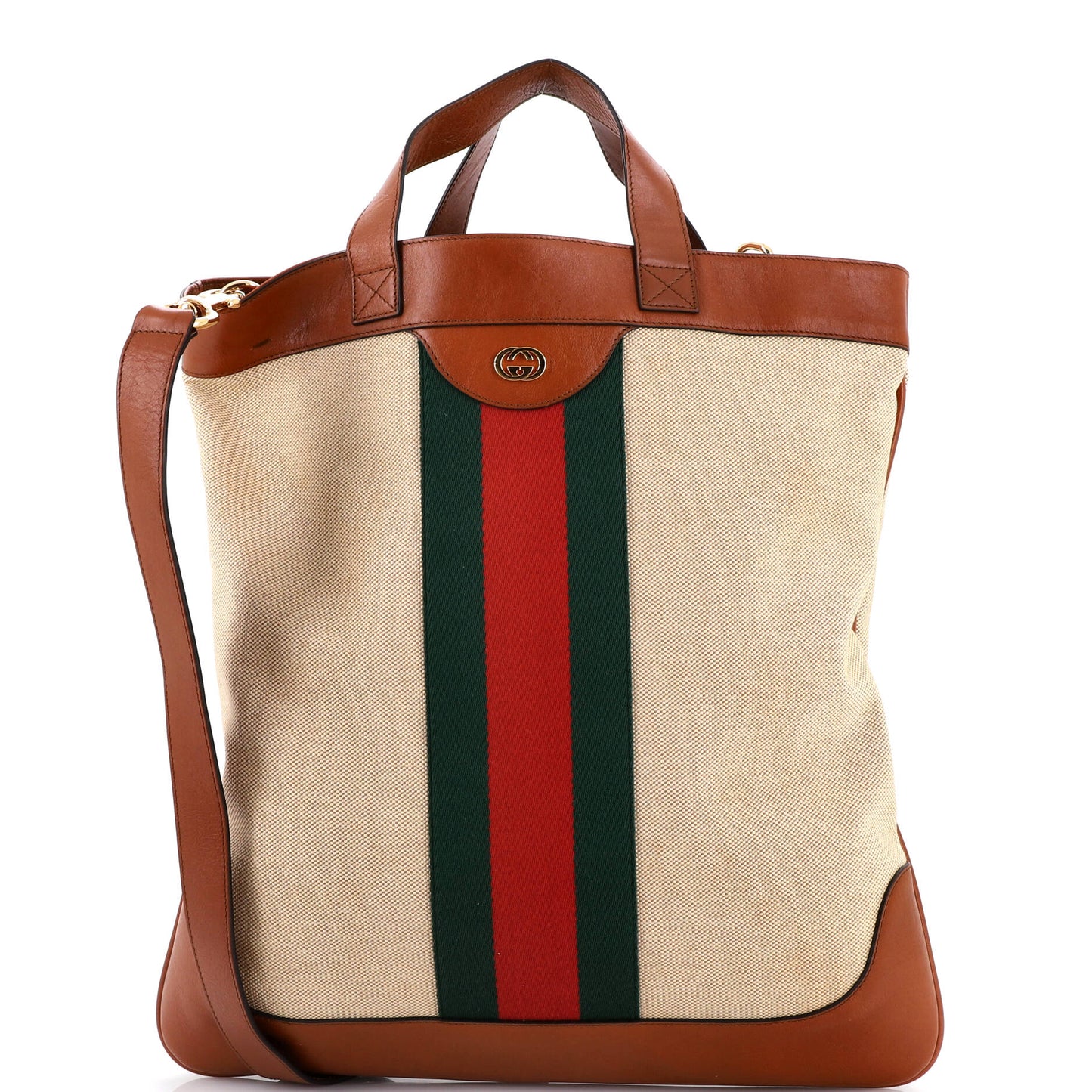 Gucci Vintage Web Canvas Shopping Tote, Large