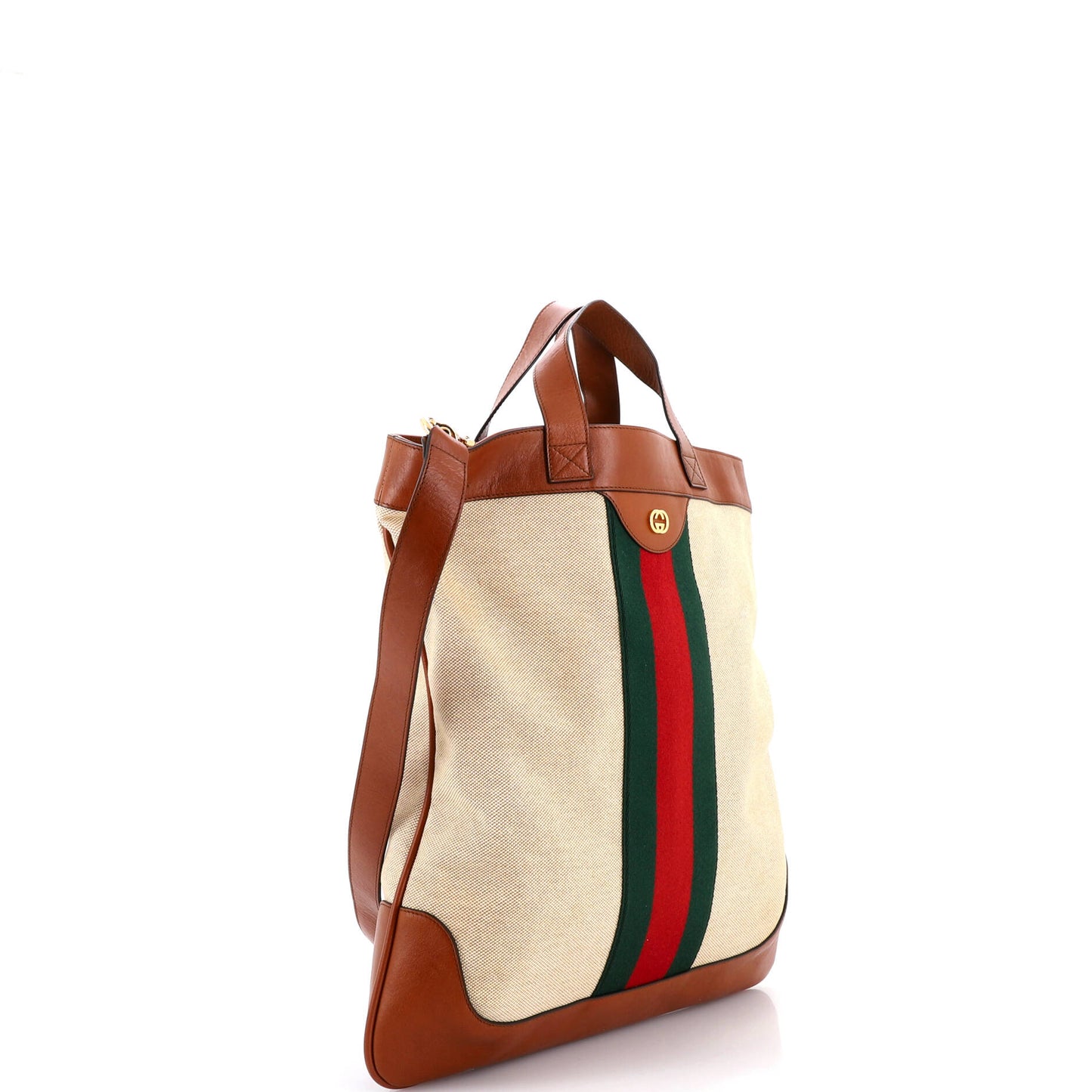 Gucci Vintage Web Canvas Shopping Tote, Large