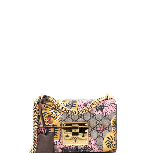 Gucci Padlock Shoulder Bag in Bengal Print GG Coated Canvas, Small