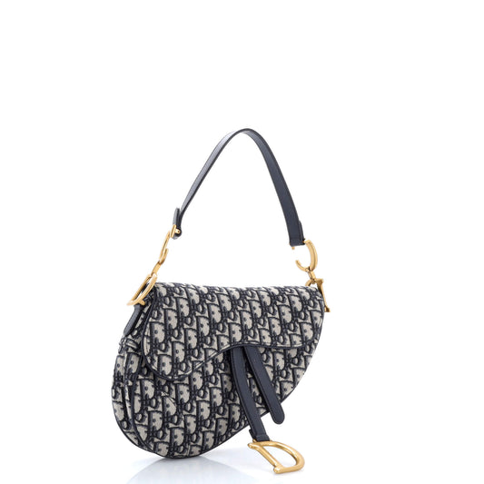 Christian Dior Saddle Handbag, Oblique Canvas, Medium