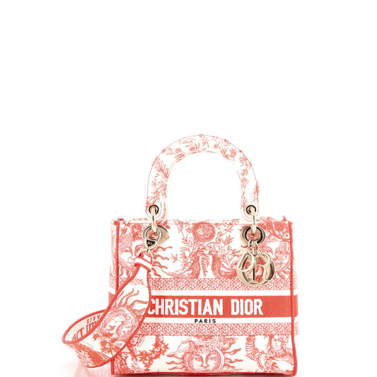 Christian Dior Lady D-Lite Bag, Medium, Embroidered Canvas