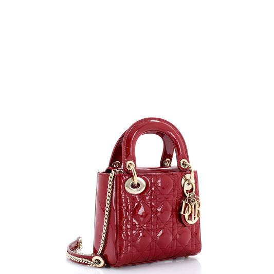 Christian Dior Lady Dior Cannage Quilted Patent Mini Chain Bag