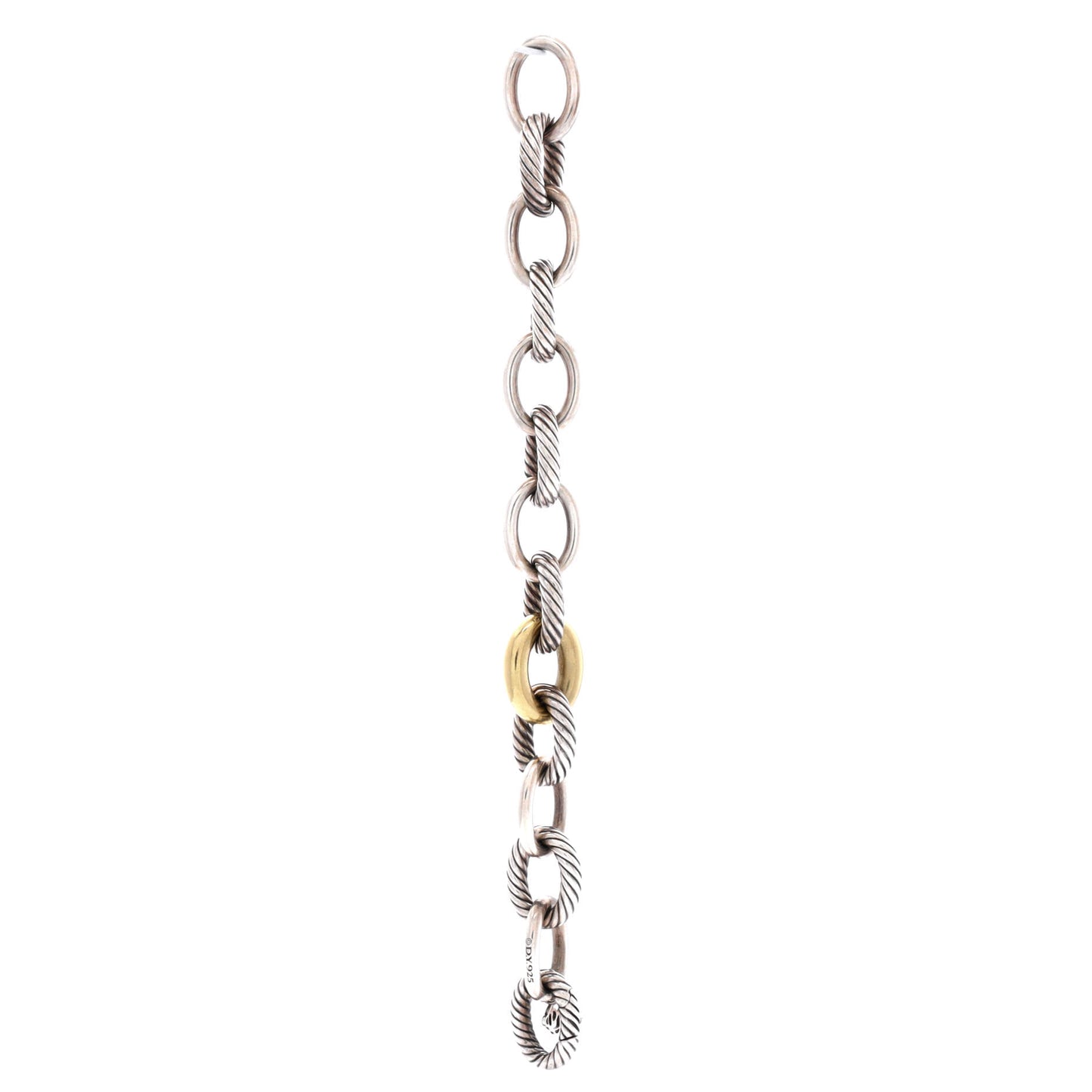 David Yurman Oval Link Bracelet in Sterling Silver and 18K Yellow Gold, Extra Large