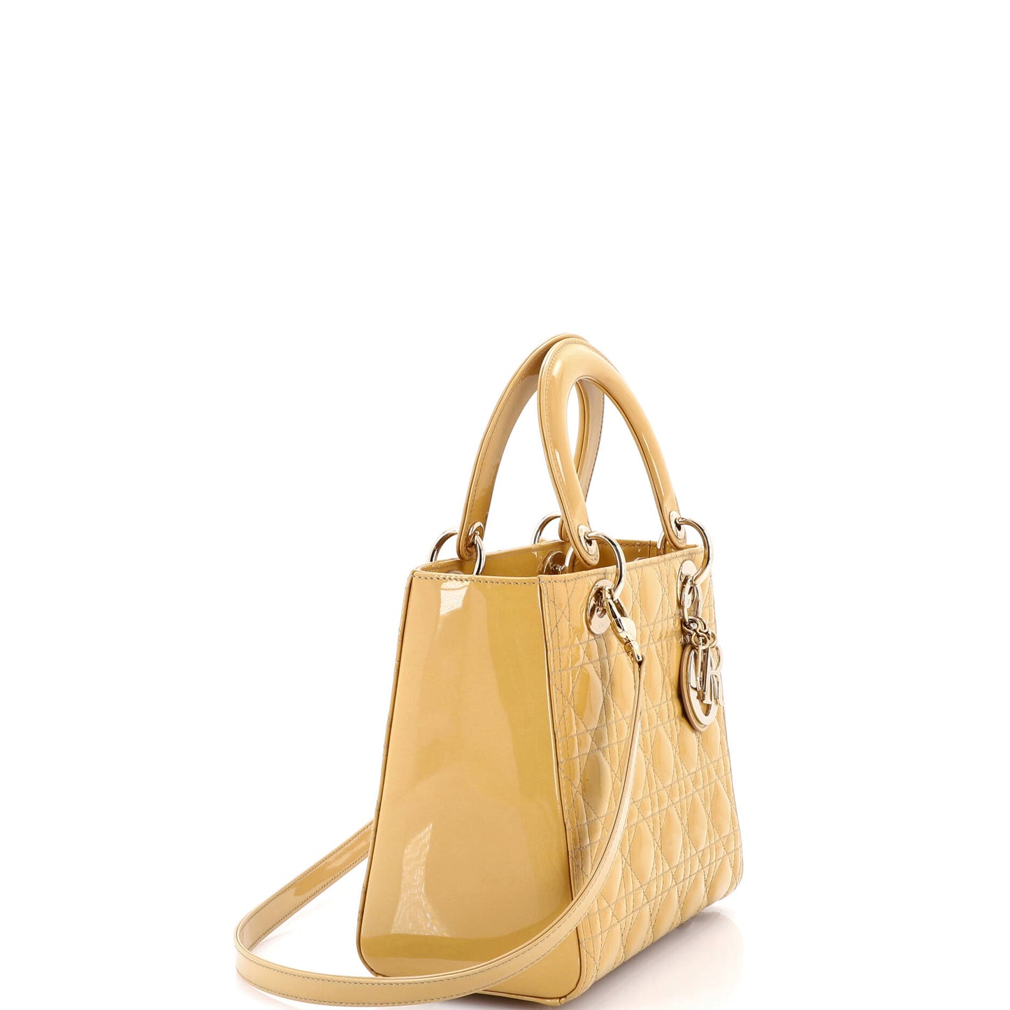Christian Dior Lady Dior Cannage Quilted Enamel Medium Bag