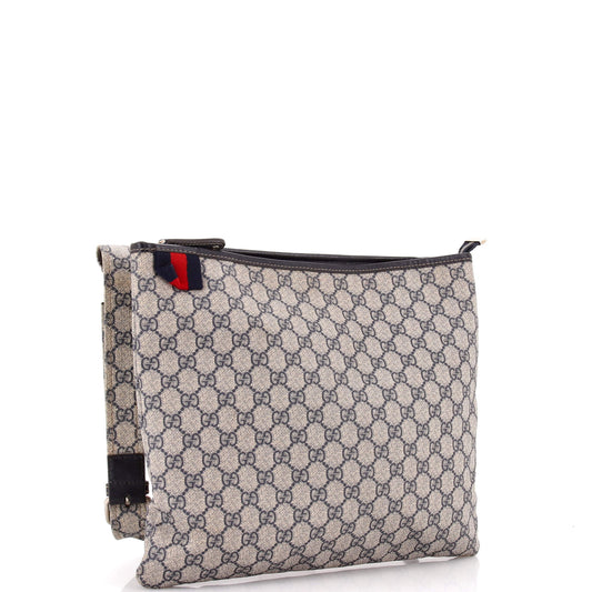 Gucci Web Loop Flat Messenger Bag in GG Coated Canvas, Large
