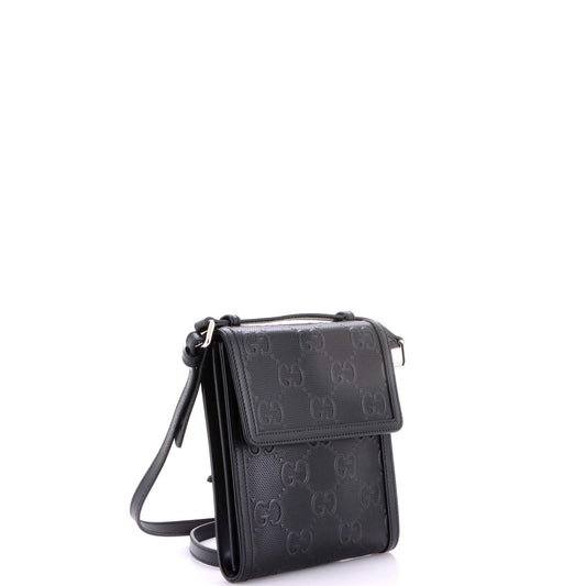 Gucci small flap crossbody bag in GG-embossed perforated leather