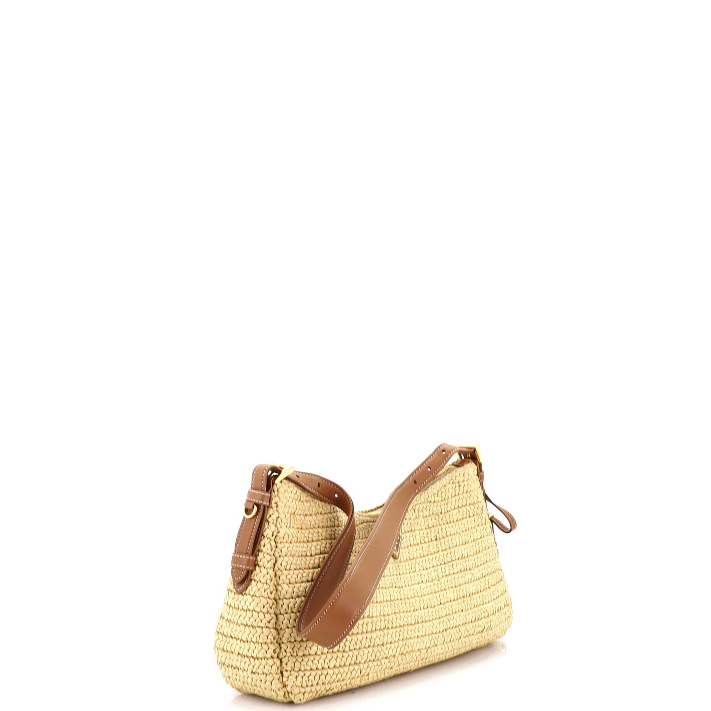 Prada Amy Large Raffia and Leather Shoulder Bag