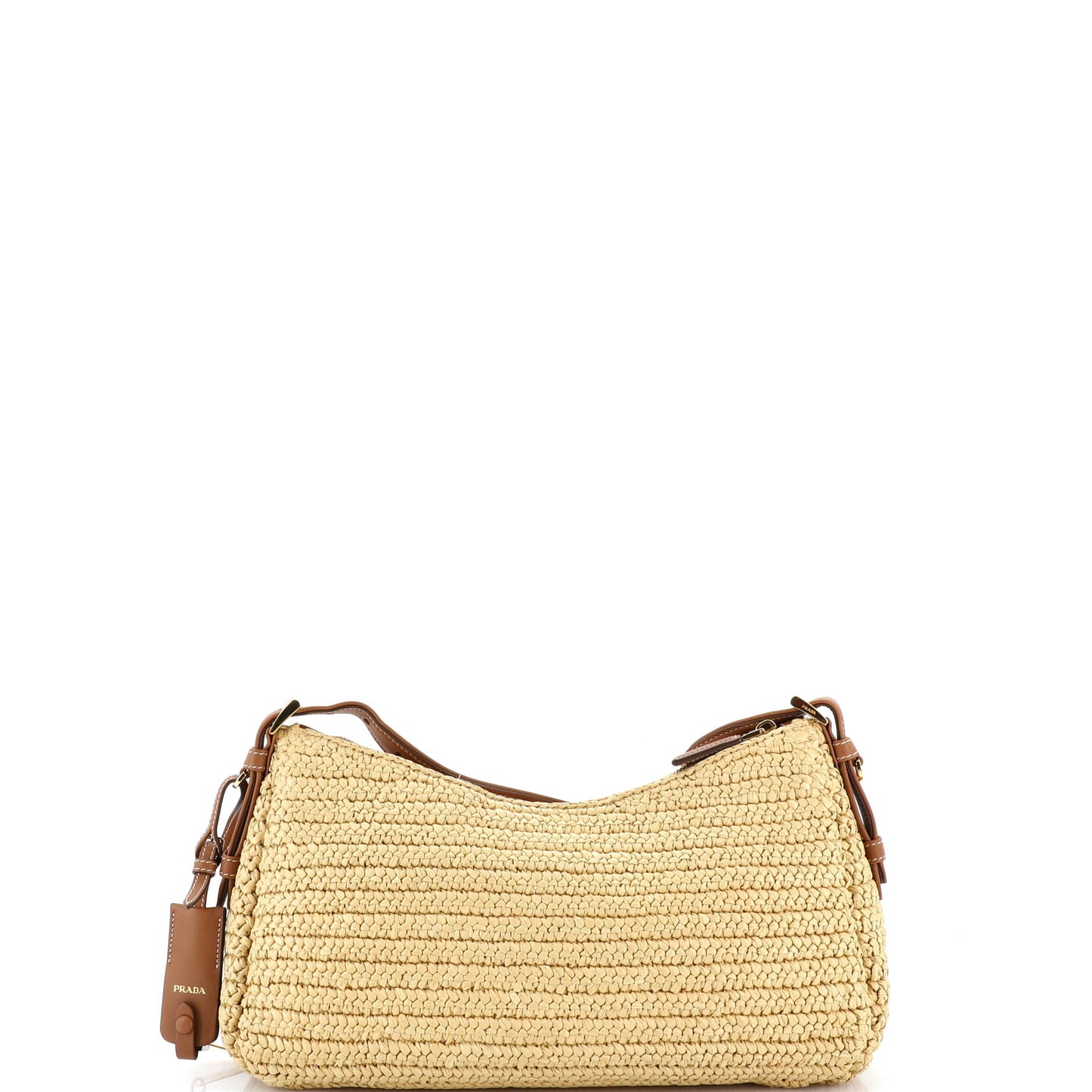 Prada Amy Large Raffia and Leather Shoulder Bag
