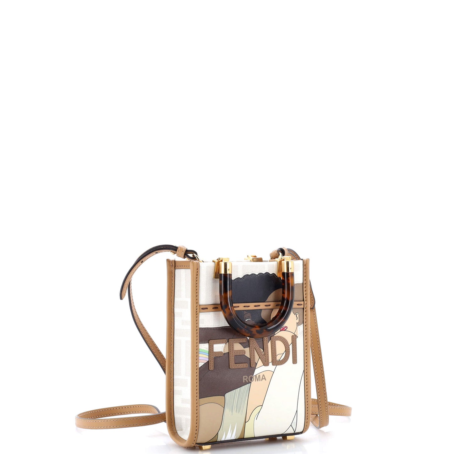 Fendi Sunshine Shopper Tote Bag, Mini, Printed Zucca Coated Canvas