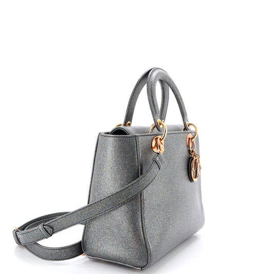 Christian Dior Lady Dior Medium Metallic Leather Bag