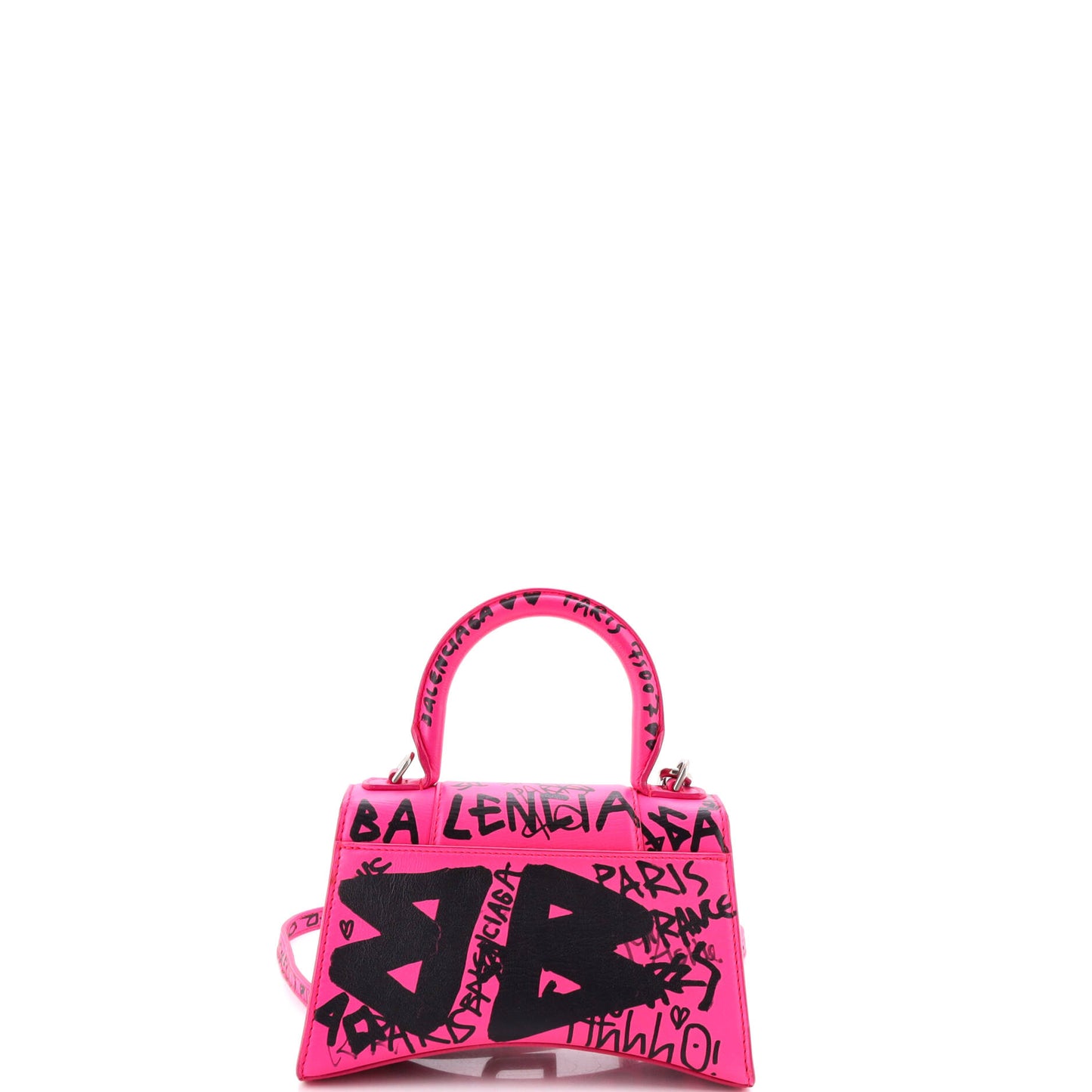 Balenciaga Graffiti Hourglass Top Handle Bag in Leather, XS