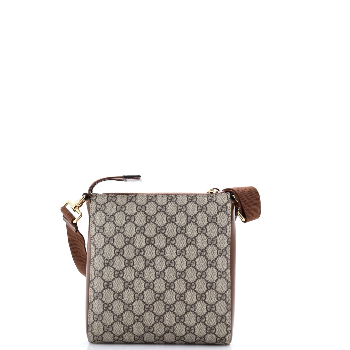 Gucci Interlocking G Patch Zip Messenger Bag in GG Coated Canvas, Small