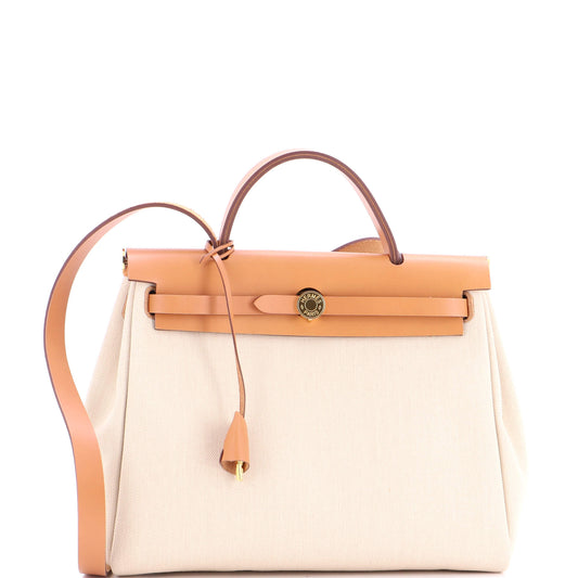 Hermès Elbag Zip Leather &amp; Toile 31
