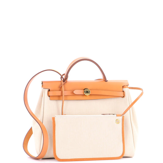 Hermès Elbag Zip Leather &amp; Toile 31