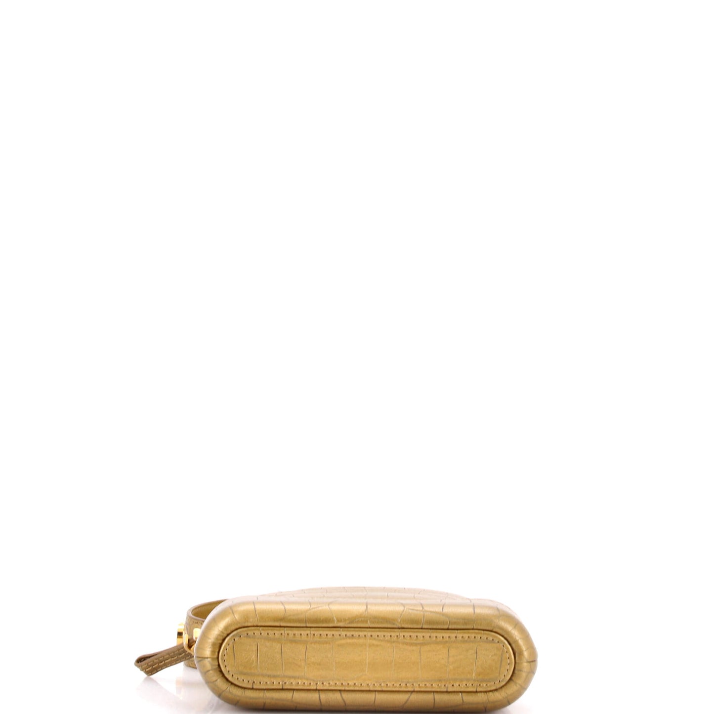 Chanel Gabrielle logo handle double-zip clutch bag with chain in crocodile-embossed calfskin