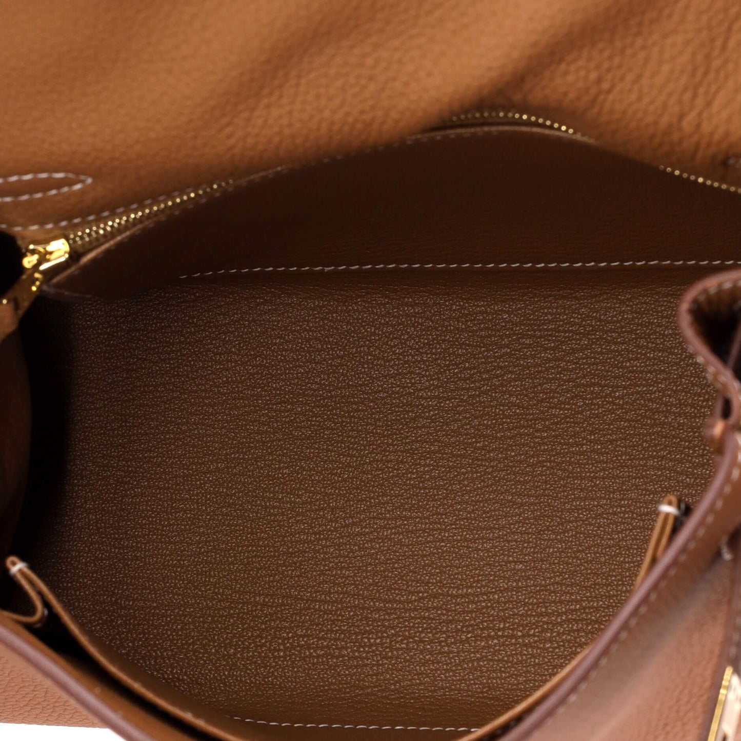 Hermès Kelly handbag, brown Togo leather with gold hardware, size 25