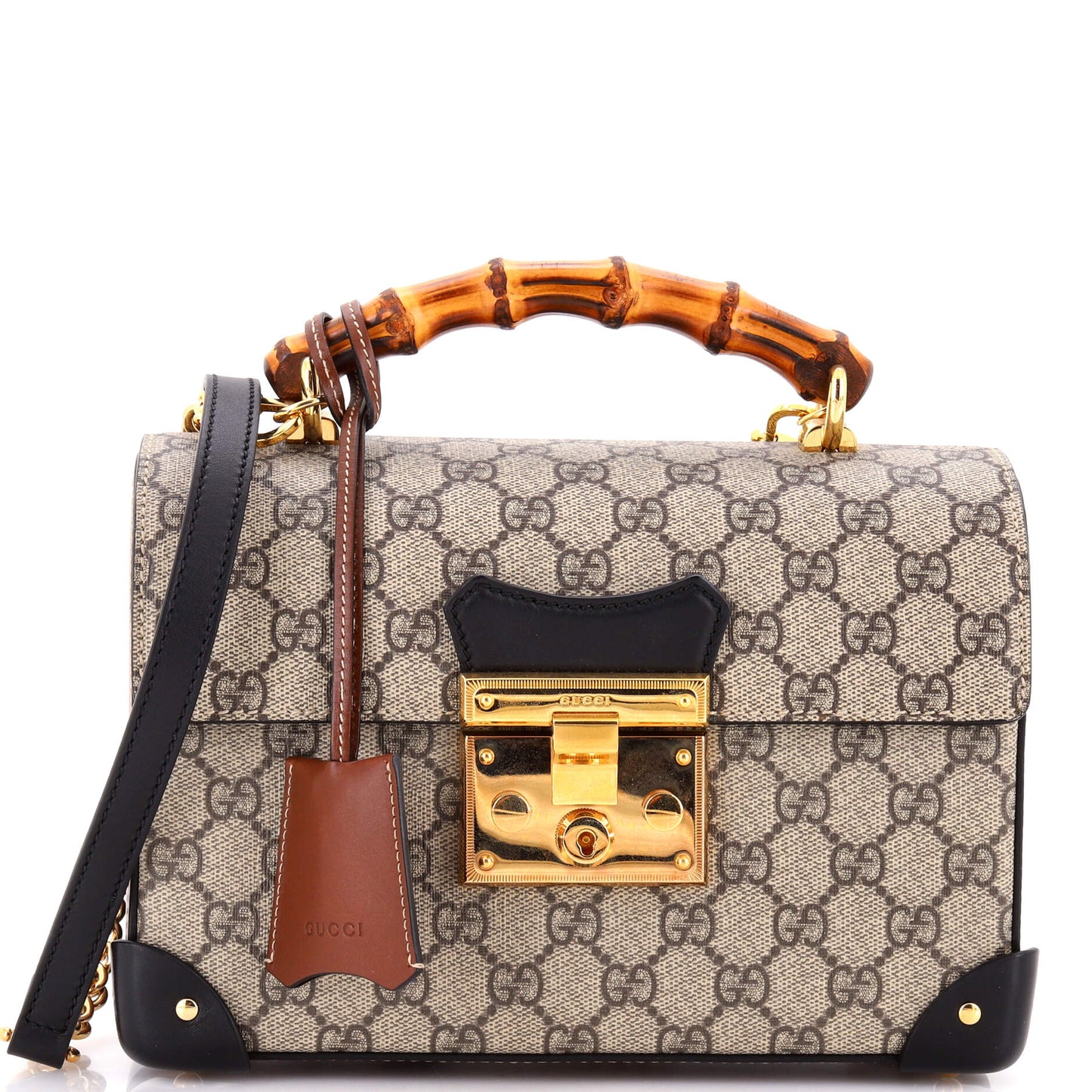 Gucci Padlock Bamboo Shoulder Bag in GG Coated Canvas, Small