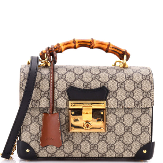 Gucci Padlock Bamboo Shoulder Bag in GG Coated Canvas, Small