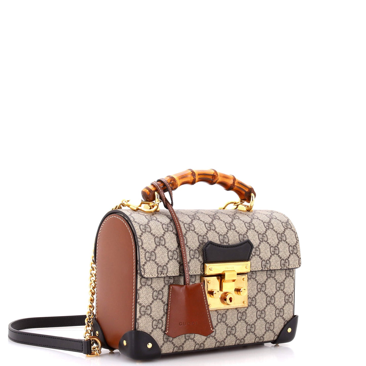 Gucci Padlock Bamboo Shoulder Bag in GG Coated Canvas, Small