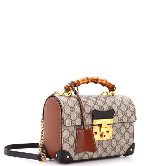 Gucci Padlock Bamboo Shoulder Bag in GG Coated Canvas, Small