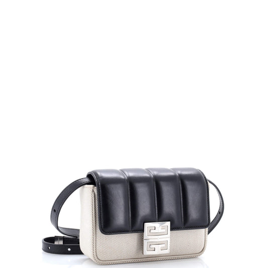 Givenchy 4G Small Padded Leather and Canvas Shoulder Bag