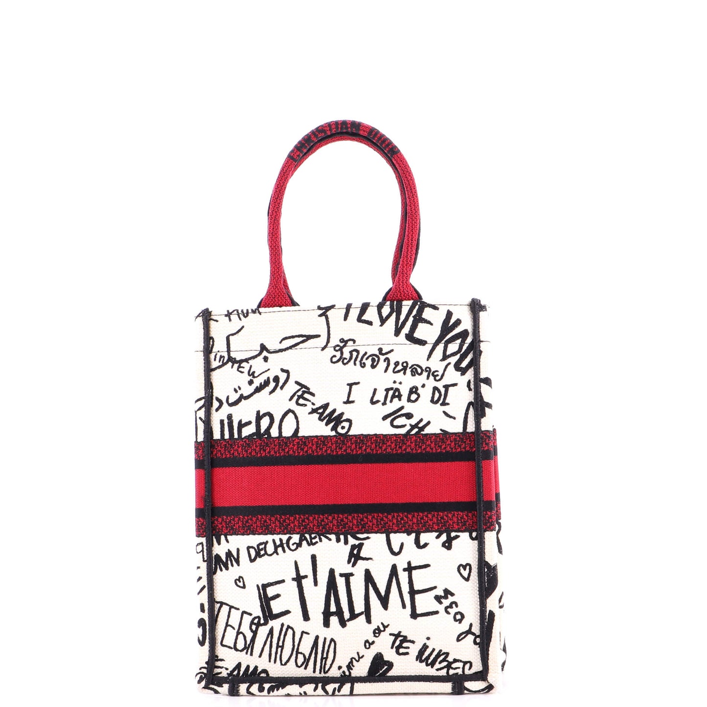 Christian Dior Embroidered Canvas Book Tote, Vertical