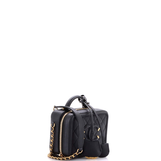 Chanel Filigree Quilted Caviar Small Vanity Case