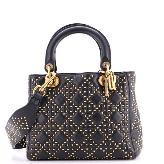 Christian Dior Supple Lady Dior Bag Cannage Studs Lambskin Medium